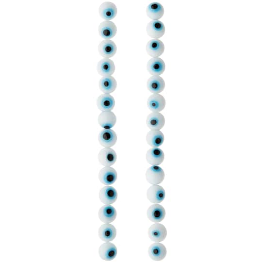 12 Pack: White Evil Eye Glass Round Beads, 6mm by Bead Landing™